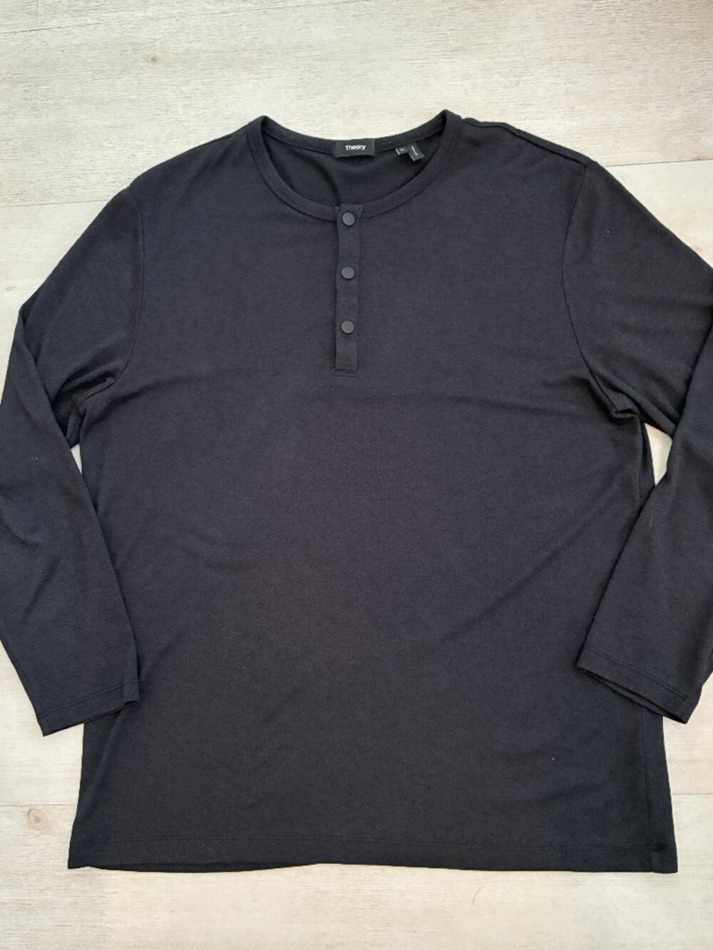 Theory Men's Gaskell Long Sleeve Henley Shirt Black Size XL RN 08408
